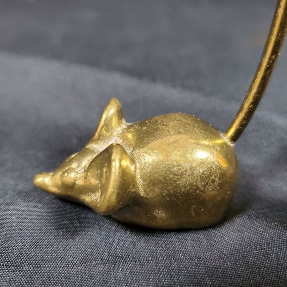 VTG Solid Brass Mouse Note Spike | Mid Century Canadian Brass Desk Paper Spike | - Picture 7 of 16